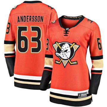 Fanatics Branded Anaheim Ducks Women's Axel Andersson Premier Orange Breakaway 2019/20 Alternate NHL Jersey