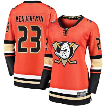 Fanatics Branded Anaheim Ducks Women's Francois Beauchemin Premier Orange Breakaway 2019/20 Alternate NHL Jersey