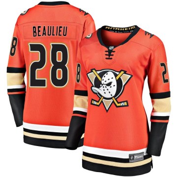Fanatics Branded Anaheim Ducks Women's Nathan Beaulieu Premier Orange Breakaway 2019/20 Alternate NHL Jersey