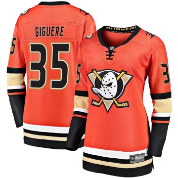 Fanatics Branded Anaheim Ducks Women's Jean-Sebastien Giguere Premier Orange Breakaway 2019/20 Alternate NHL Jersey