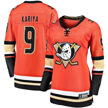 Fanatics Branded Anaheim Ducks Women's Paul Kariya Premier Orange Breakaway 2019/20 Alternate NHL Jersey