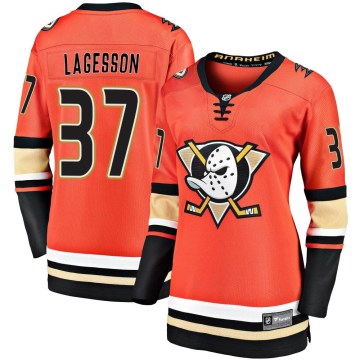 Fanatics Branded Anaheim Ducks Women's William Lagesson Premier Orange Breakaway 2019/20 Alternate NHL Jersey