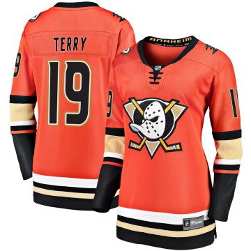 Fanatics Branded Anaheim Ducks Women's Troy Terry Premier Orange Breakaway 2019/20 Alternate NHL Jersey
