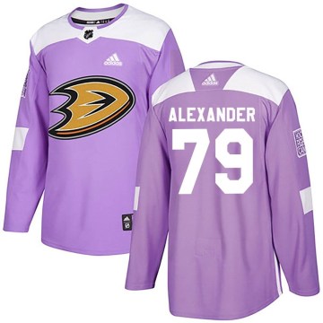 Adidas Anaheim Ducks Youth Gage Alexander Authentic Purple Fights Cancer Practice NHL Jersey