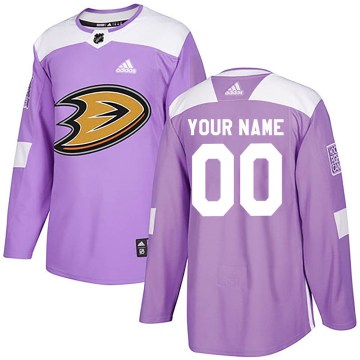 Adidas Anaheim Ducks Youth Custom Authentic Purple Fights Cancer Practice NHL Jersey