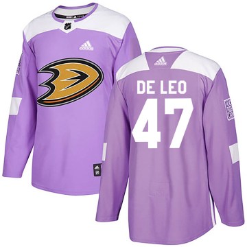 Adidas Anaheim Ducks Youth Chase De Leo Authentic Purple Fights Cancer Practice NHL Jersey