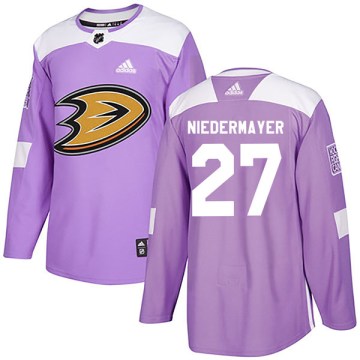 Adidas Anaheim Ducks Youth Scott Niedermayer Authentic Purple Fights Cancer Practice NHL Jersey