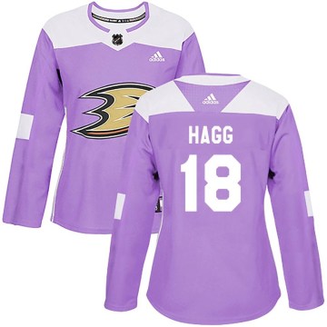 Adidas Anaheim Ducks Women's Robert Hagg Authentic Purple Fights Cancer Practice NHL Jersey