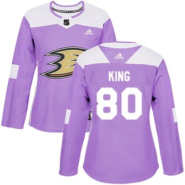 Adidas Anaheim Ducks Women's Ben King Authentic Purple Fights Cancer Practice NHL Jersey