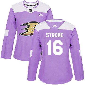 Adidas Anaheim Ducks Women's Ryan Strome Authentic Purple Fights Cancer Practice NHL Jersey
