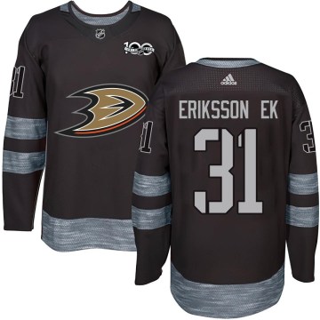 Anaheim Ducks Men's Olle Eriksson Ek Authentic Black 1917-2017 100th Anniversary NHL Jersey