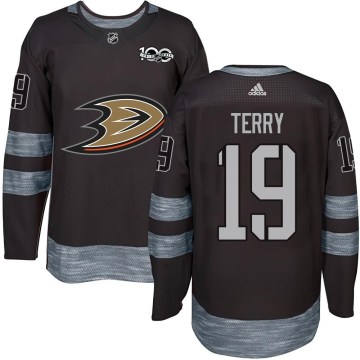 Anaheim Ducks Men's Troy Terry Authentic Black 1917-2017 100th Anniversary NHL Jersey