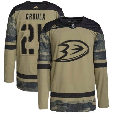 Adidas Anaheim Ducks Youth Bo Groulx Authentic Camo Military Appreciation Practice NHL Jersey