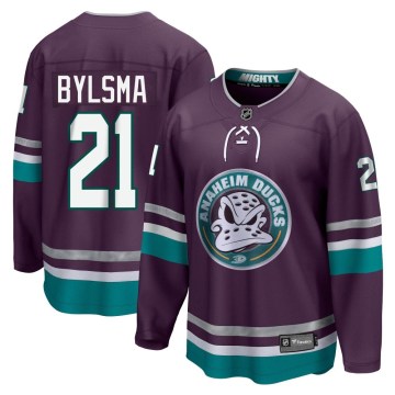 Fanatics Branded Anaheim Ducks Men's Dan Bylsma Premier Purple 30th Anniversary Breakaway NHL Jersey