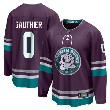 Fanatics Branded Anaheim Ducks Men's Cutter Gauthier Premier Purple 30th Anniversary Breakaway NHL Jersey