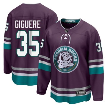 Fanatics Branded Anaheim Ducks Men's Jean-Sebastien Giguere Premier Purple 30th Anniversary Breakaway NHL Jersey
