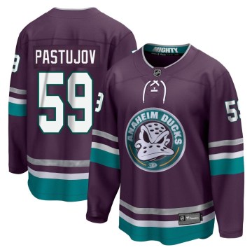 Fanatics Branded Anaheim Ducks Men's Sasha Pastujov Premier Purple 30th Anniversary Breakaway NHL Jersey