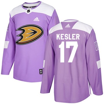 Adidas Anaheim Ducks Men's Ryan Kesler Authentic Purple Fights Cancer Practice NHL Jersey