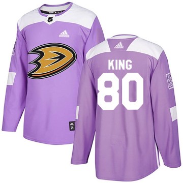 Adidas Anaheim Ducks Men's Ben King Authentic Purple Fights Cancer Practice NHL Jersey