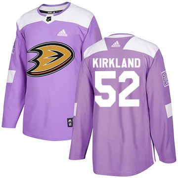 Adidas Anaheim Ducks Men's Justin Kirkland Authentic Purple Fights Cancer Practice NHL Jersey