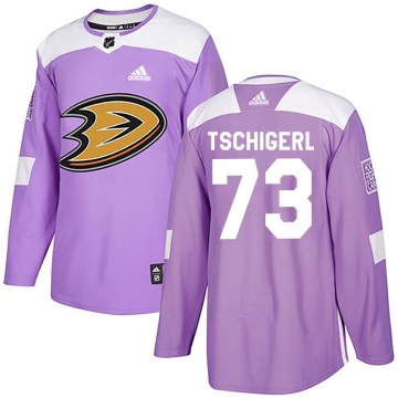 Adidas Anaheim Ducks Men's Sean Tschigerl Authentic Purple Fights Cancer Practice NHL Jersey