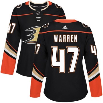 Adidas Anaheim Ducks Women's Noah Warren Authentic Black Home NHL Jersey
