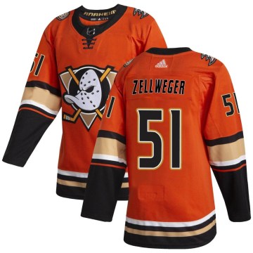 Adidas Anaheim Ducks Men's Olen Zellweger Authentic Orange Alternate NHL Jersey