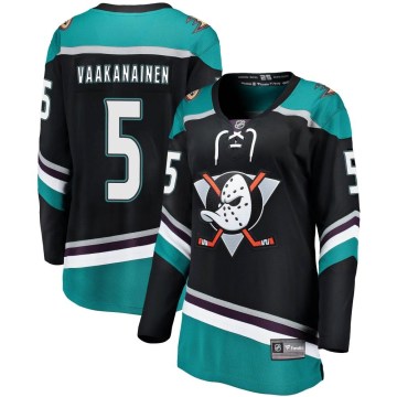 Fanatics Branded Anaheim Ducks Women's Urho Vaakanainen Breakaway Black Alternate NHL Jersey