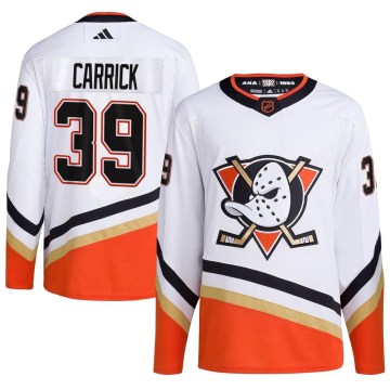 Adidas Anaheim Ducks Youth Sam Carrick Authentic White Reverse Retro 2.0 NHL Jersey