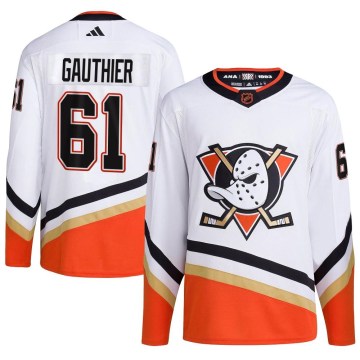 Adidas Anaheim Ducks Youth Cutter Gauthier Authentic White Reverse Retro 2.0 NHL Jersey