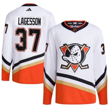 Adidas Anaheim Ducks Youth William Lagesson Authentic White Reverse Retro 2.0 NHL Jersey