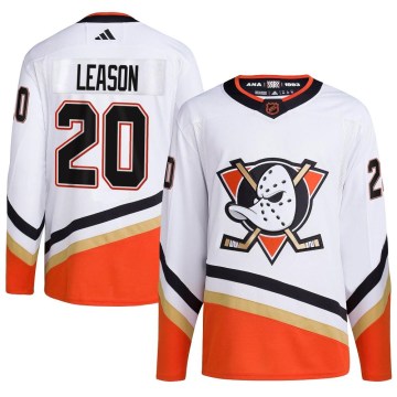 Adidas Anaheim Ducks Youth Brett Leason Authentic White Reverse Retro 2.0 NHL Jersey