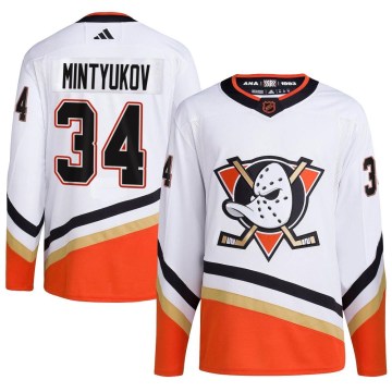 Adidas Anaheim Ducks Youth Pavel Mintyukov Authentic White Reverse Retro 2.0 NHL Jersey