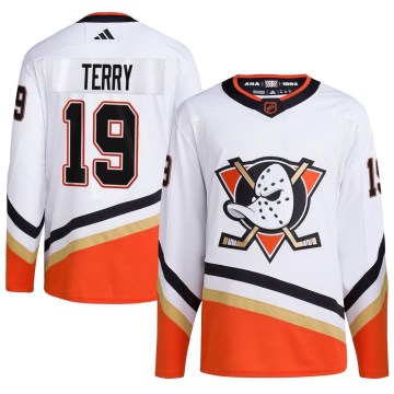 Adidas Anaheim Ducks Youth Troy Terry Authentic White Reverse Retro 2.0 NHL Jersey