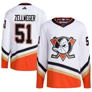 Adidas Anaheim Ducks Youth Olen Zellweger Authentic White Reverse Retro 2.0 NHL Jersey