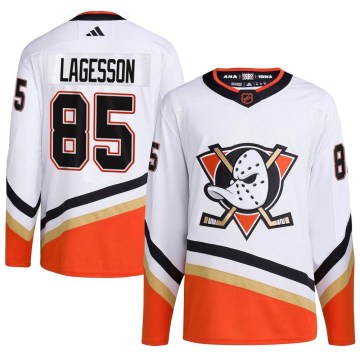 Adidas Anaheim Ducks Men's William Lagesson Authentic White Reverse Retro 2.0 NHL Jersey