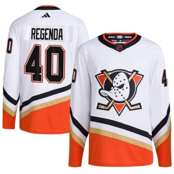 Adidas Anaheim Ducks Men's Pavol Regenda Authentic White Reverse Retro 2.0 NHL Jersey
