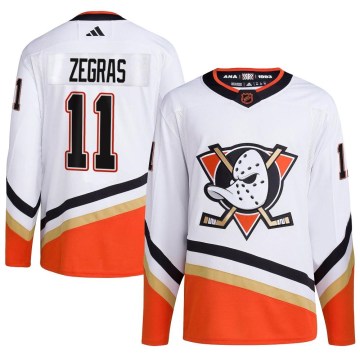 Adidas Anaheim Ducks Men's Trevor Zegras Authentic White Reverse Retro 2.0 NHL Jersey