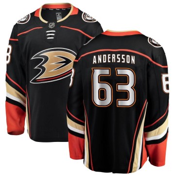 Fanatics Branded Anaheim Ducks Youth Axel Andersson Breakaway Black Home NHL Jersey