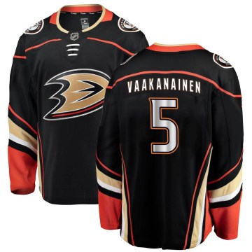 Fanatics Branded Anaheim Ducks Youth Urho Vaakanainen Breakaway Black Home NHL Jersey