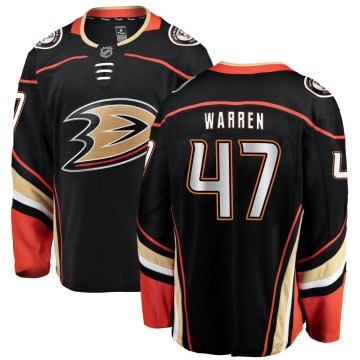 Fanatics Branded Anaheim Ducks Youth Noah Warren Breakaway Black Home NHL Jersey