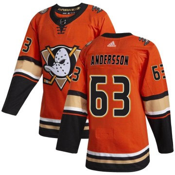 Adidas Anaheim Ducks Youth Axel Andersson Authentic Orange Alternate NHL Jersey