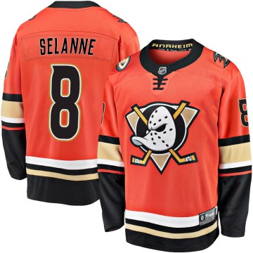 Fanatics Branded Anaheim Ducks Youth Teemu Selanne Premier Orange Breakaway 2019/20 Alternate NHL Jersey