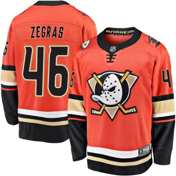 Fanatics Branded Anaheim Ducks Youth Trevor Zegras Premier Orange Breakaway 2019/20 Alternate NHL Jersey