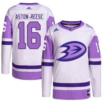 Adidas Anaheim Ducks Youth Zach Aston-Reese Authentic White/Purple Hockey Fights Cancer Primegreen NHL Jersey