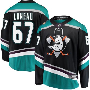 Fanatics Branded Anaheim Ducks Youth Tristan Luneau Breakaway Black Alternate NHL Jersey