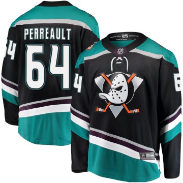 Fanatics Branded Anaheim Ducks Youth Jacob Perreault Breakaway Black Alternate NHL Jersey