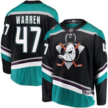 Fanatics Branded Anaheim Ducks Youth Noah Warren Breakaway Black Alternate NHL Jersey