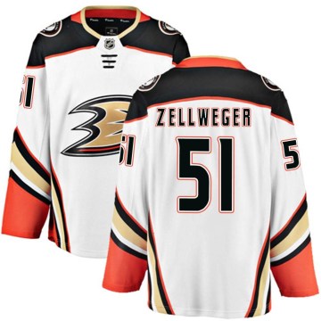 Fanatics Branded Anaheim Ducks Youth Olen Zellweger Breakaway White Away NHL Jersey