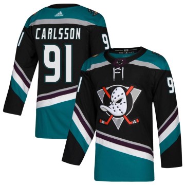 Adidas Anaheim Ducks Men's Leo Carlsson Authentic Black Teal Alternate NHL Jersey